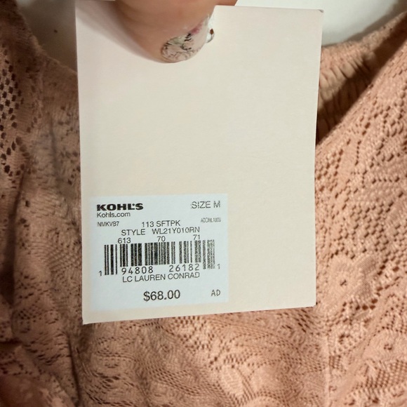 LC Lauren Conrad Dusty Pink Lace Top - Picture 3 of 3